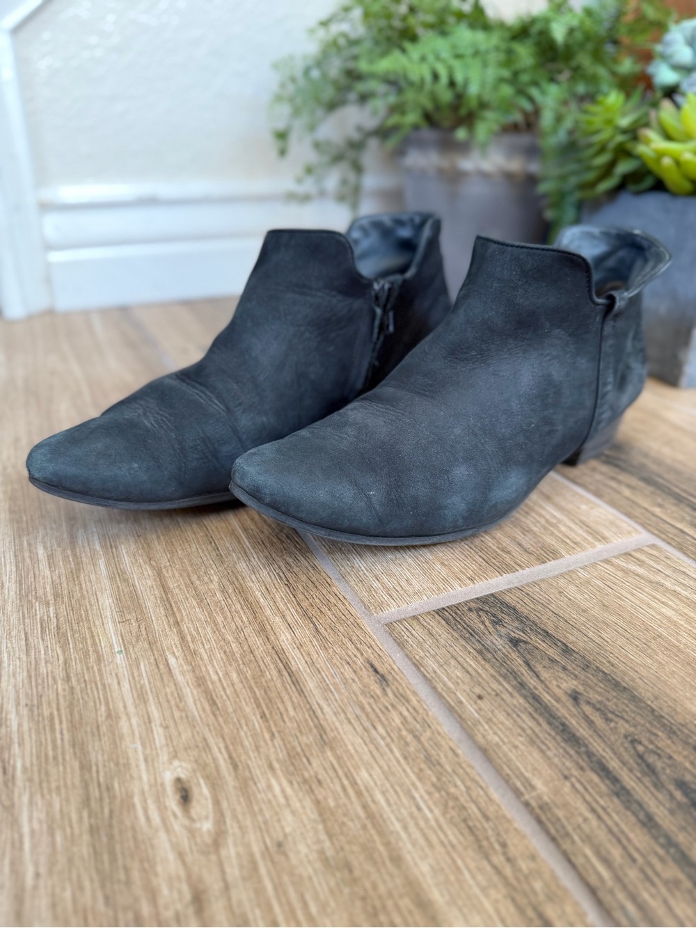 Paul Green Black Suede Ankle Booties with Low Heel